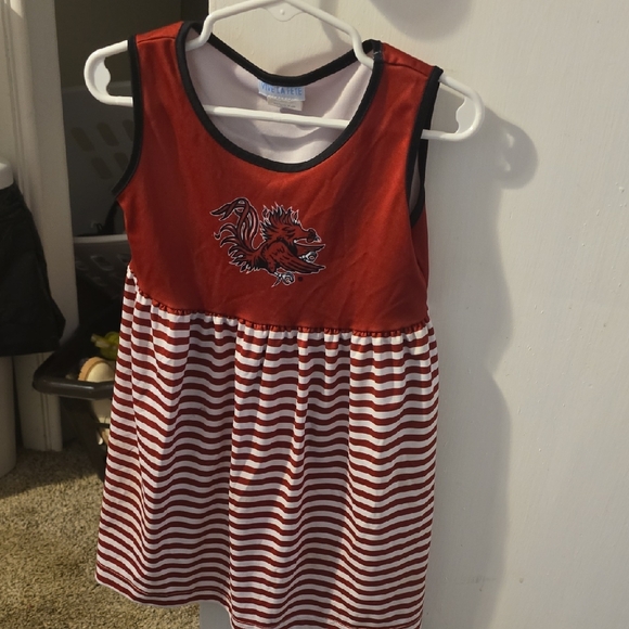 Kids Red and White Striped Dress - Picture 1 of 5